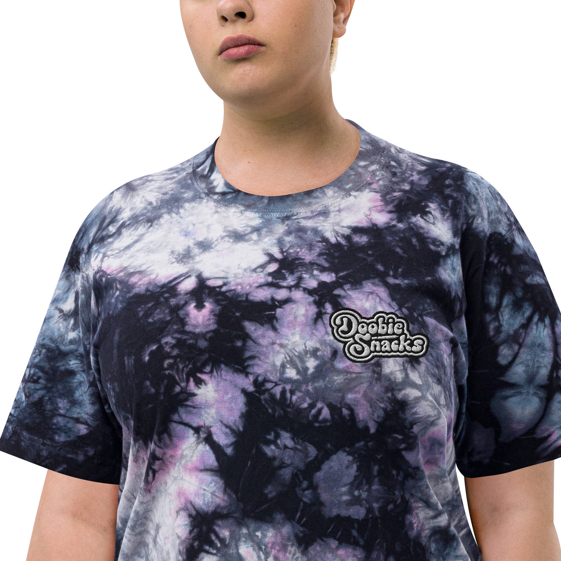 Doobie Snacks Nebula Tie-Dye Shirt, Milky Way colourway, close-up of tie-dye pattern