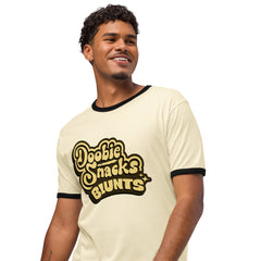 Doobie Snacks Blunts 70s Ringer Tee, natural with black trim, left side view